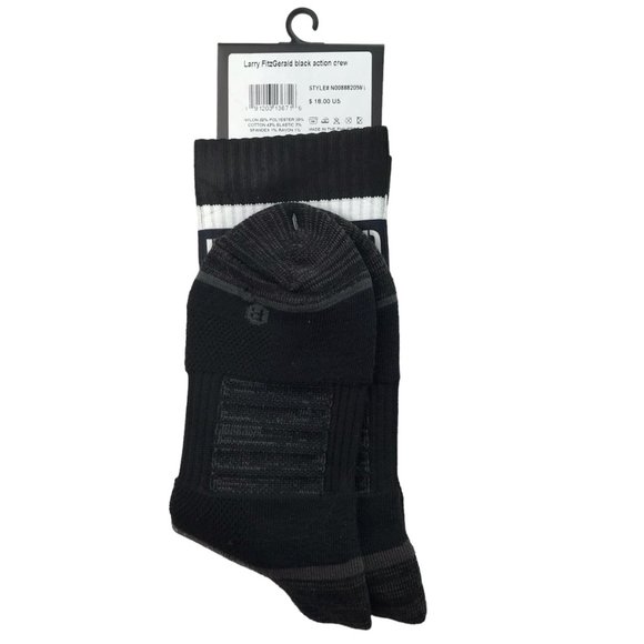 New NWT STRIDELINE Socks Adult.  Size Large Larry Fitzberald black action crew - Picture 5 of 8